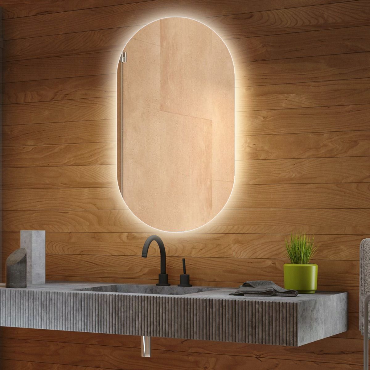 Maria Pill Backlit Bathroom Mirror (Shaver)