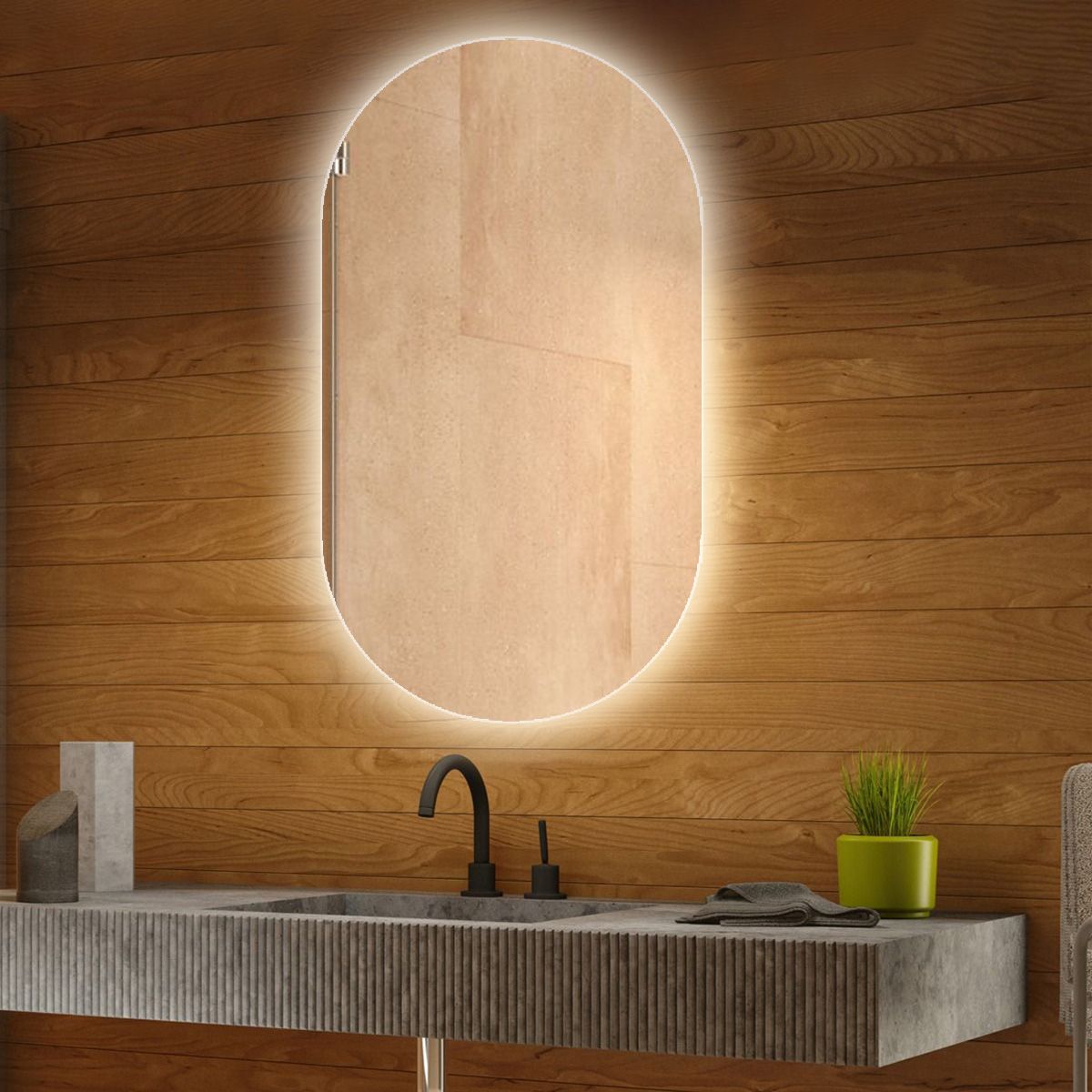 Maria Pill Backlit Bathroom Mirror (Shaver)