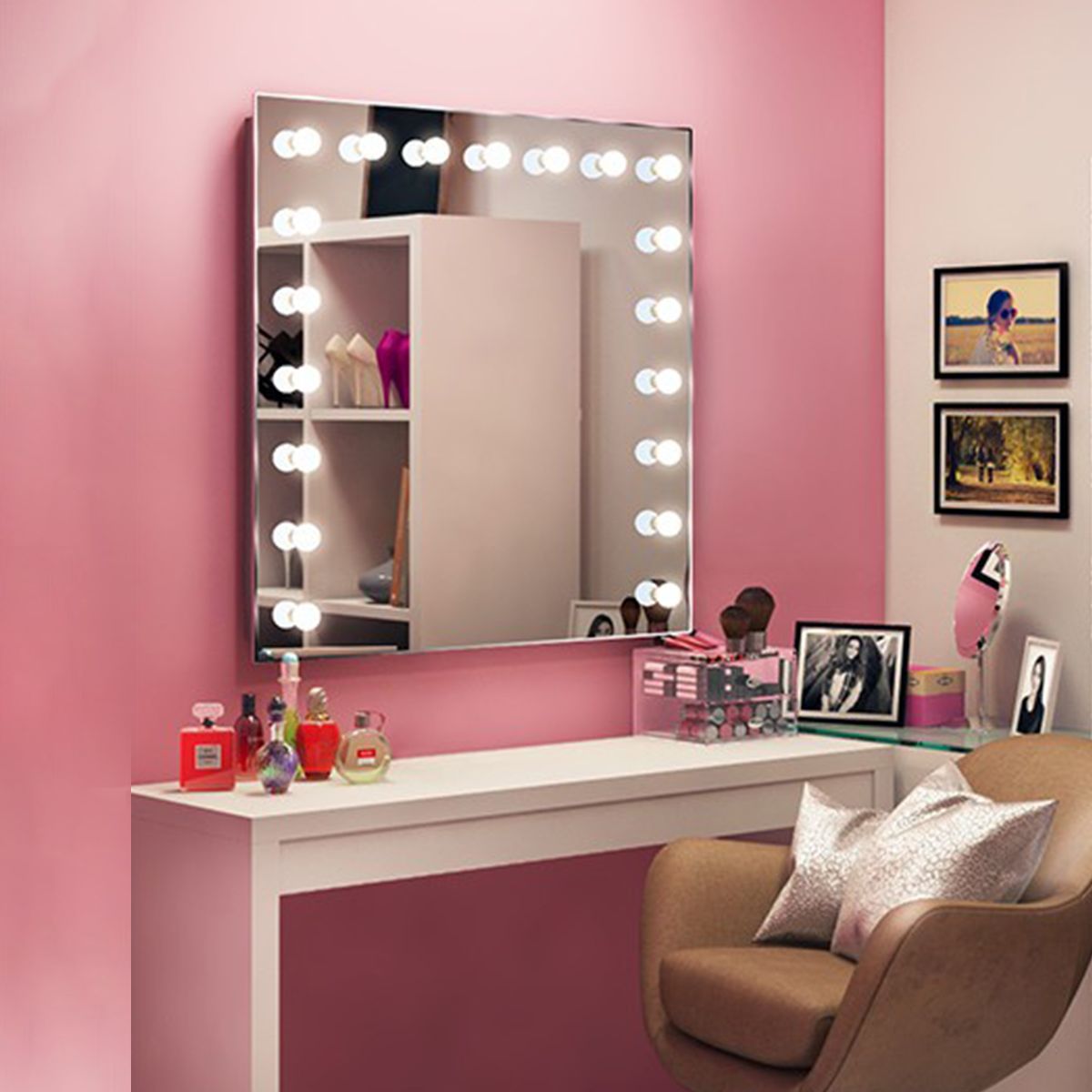 Starlet Wallmount Hollywood Mirror