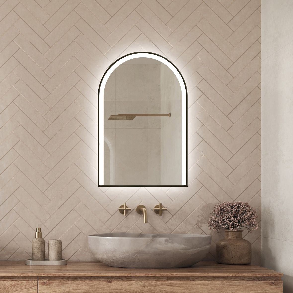 Arcella Arched Edgelit Bathroom Mirror (Slim)