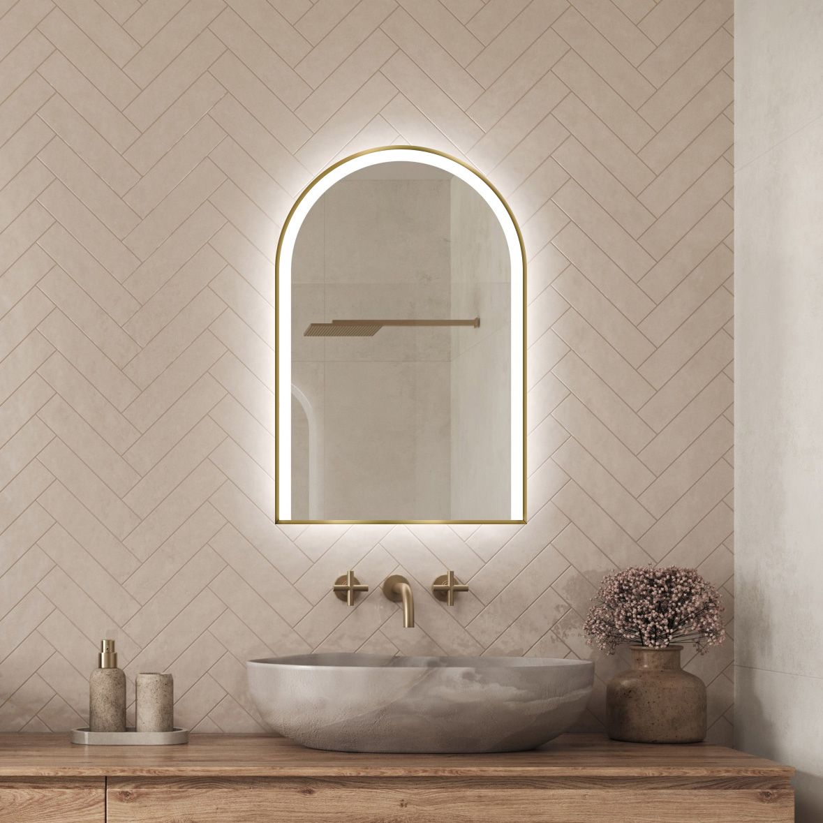 Arcella Arched Edgelit Bathroom Mirror (Slim)