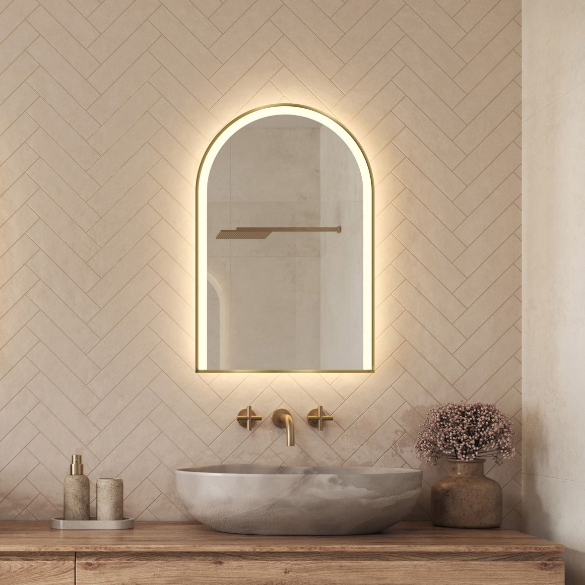 Arcella Arched Edgelit Bathroom Mirror (Slim)