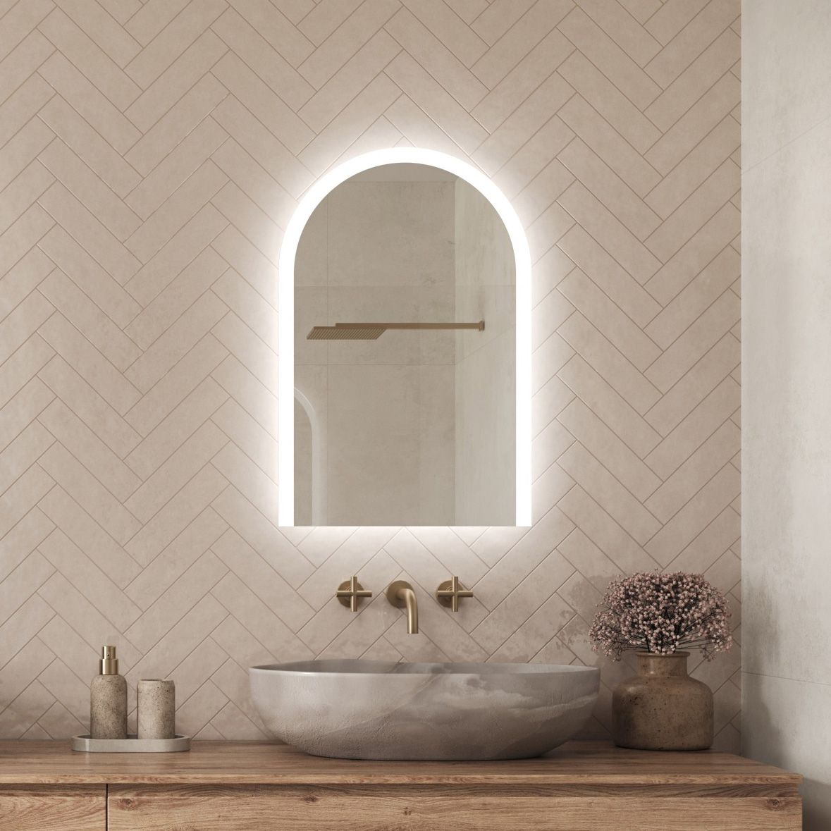 Arcella Arched Edgelit Bathroom Mirror (Slim)
