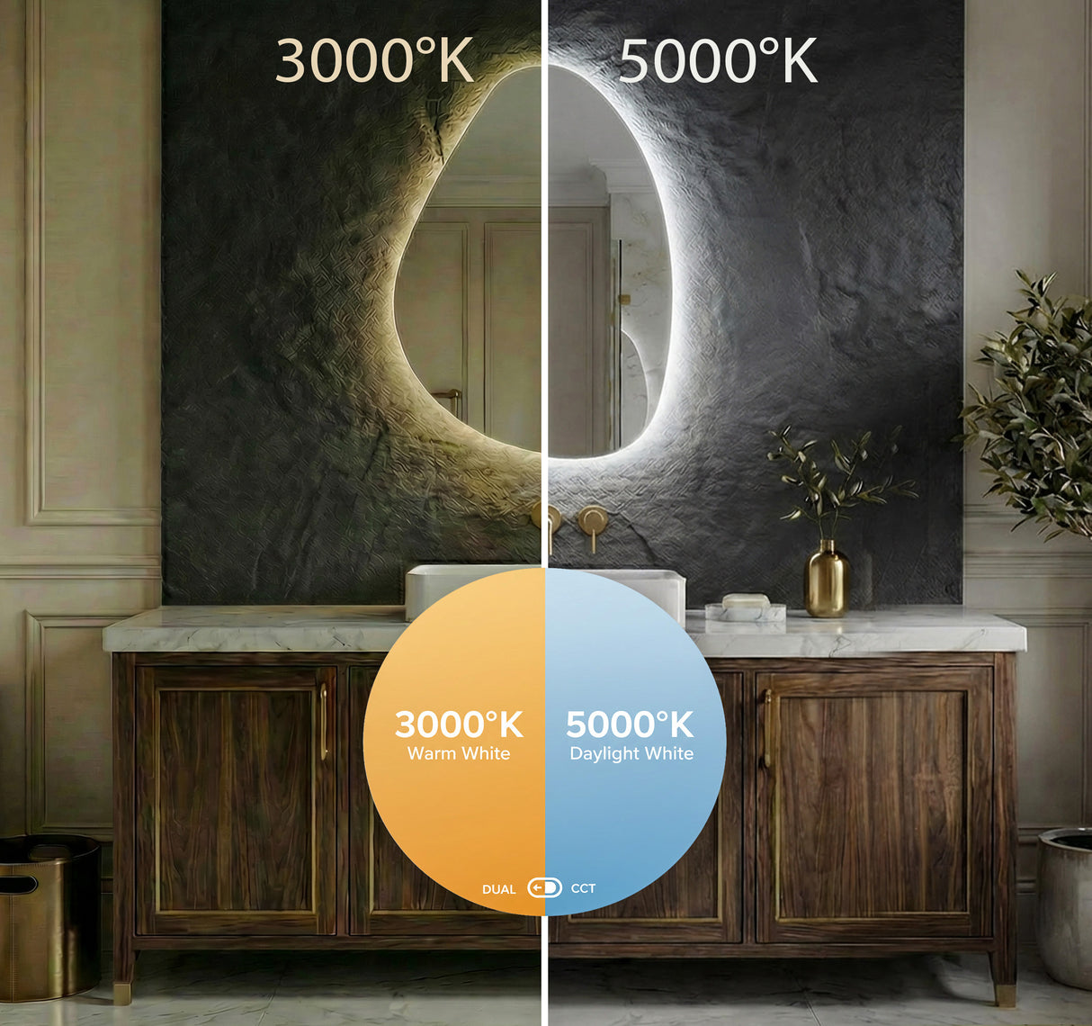 Ellie Pebble Backlit Bathroom Mirror (Shaver)