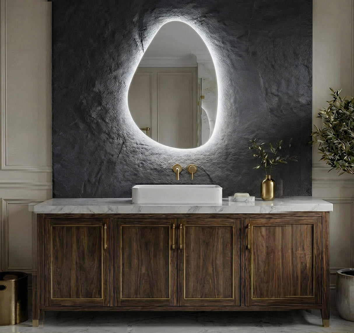 Ellie Pebble Backlit Bathroom Mirror (Shaver)
