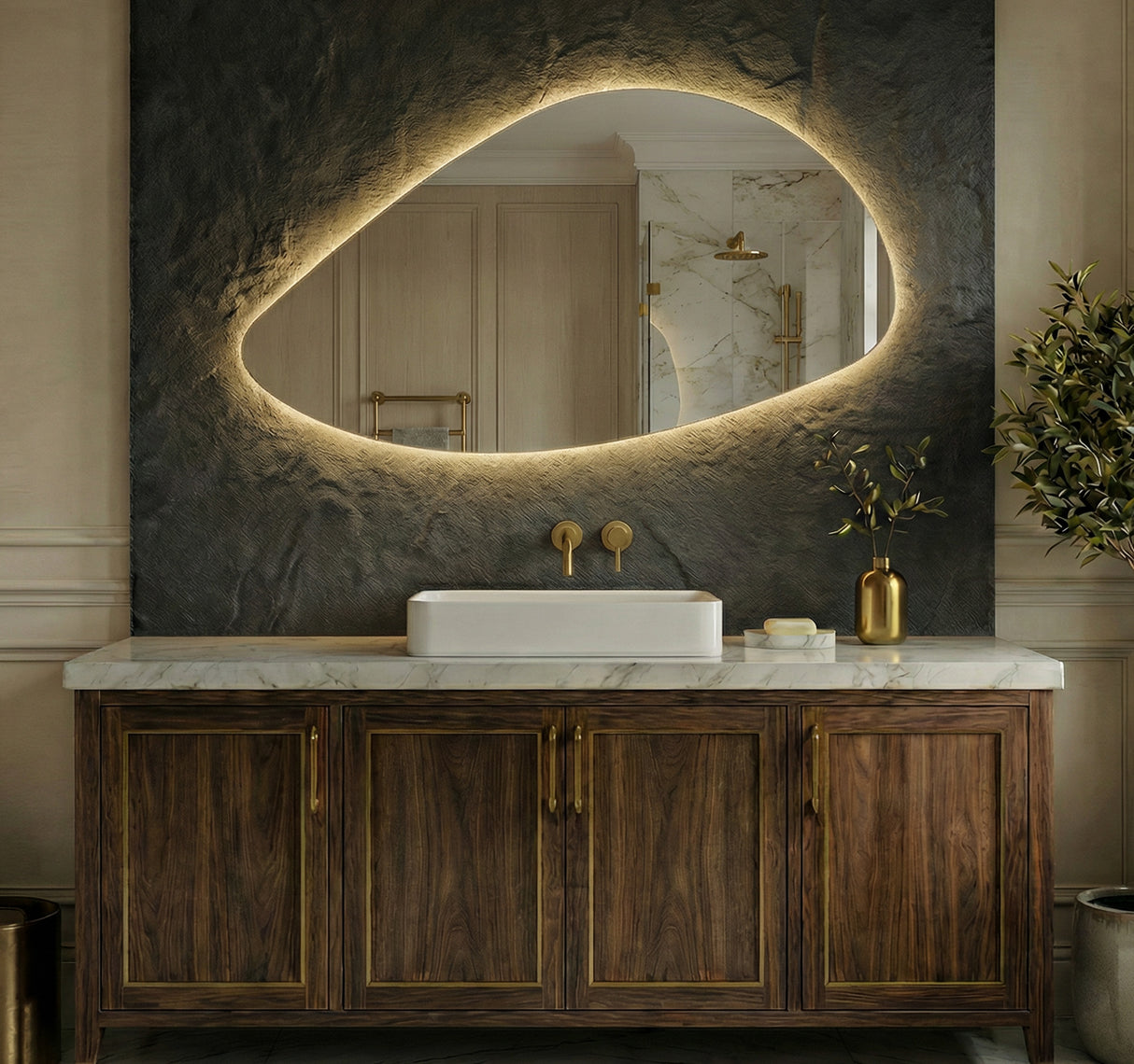 Elara Pebble Backlit Bathroom Mirror (Shaver)