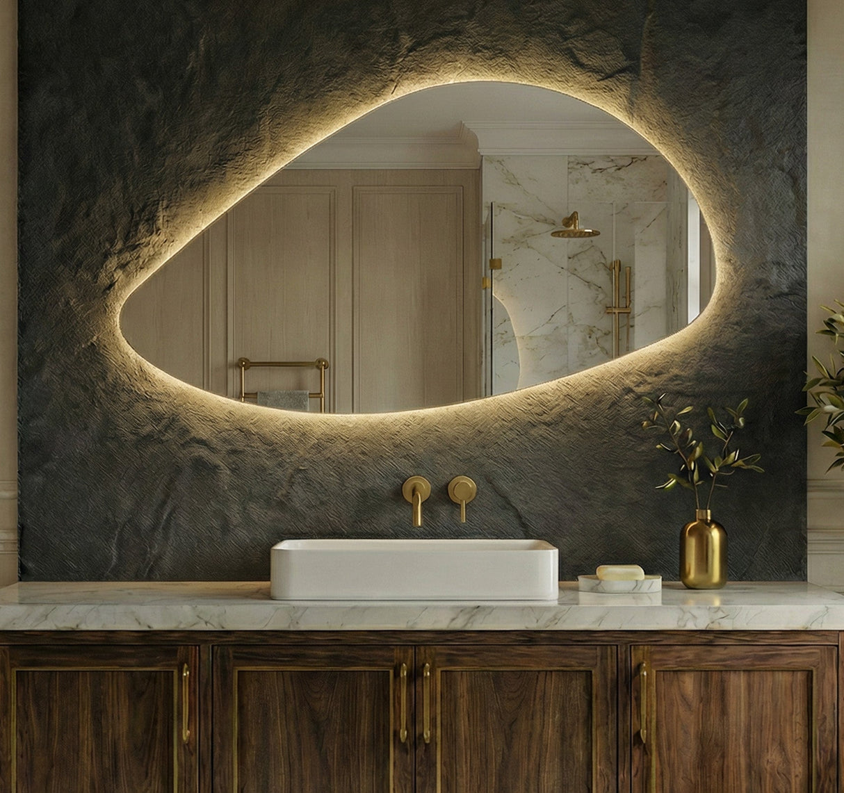 Elara Pebble Backlit Bathroom Mirror (Shaver)