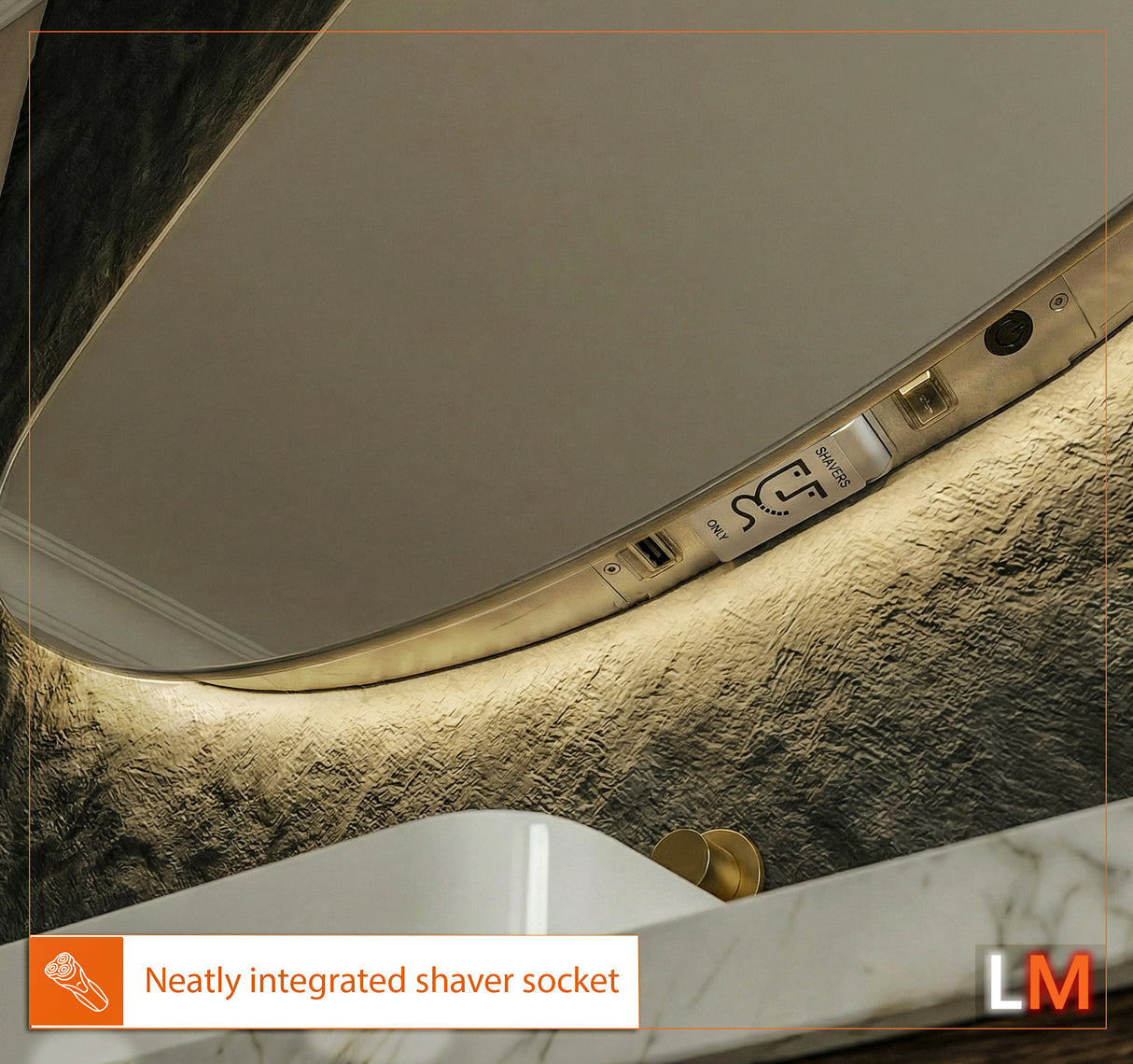 Elara Pebble Backlit Bathroom Mirror (Shaver)