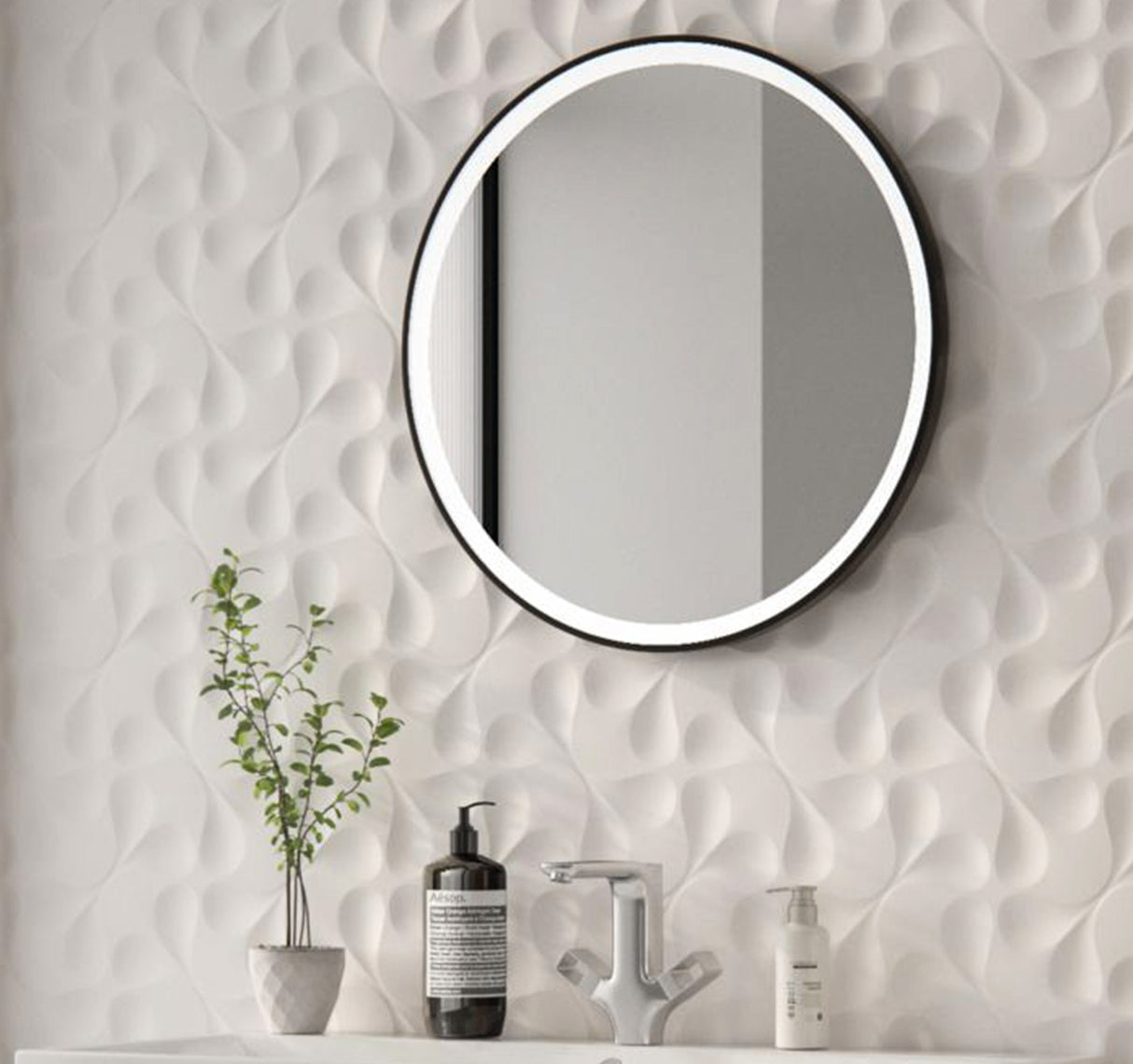 Holly Round Edgelit Mirror (Slim)