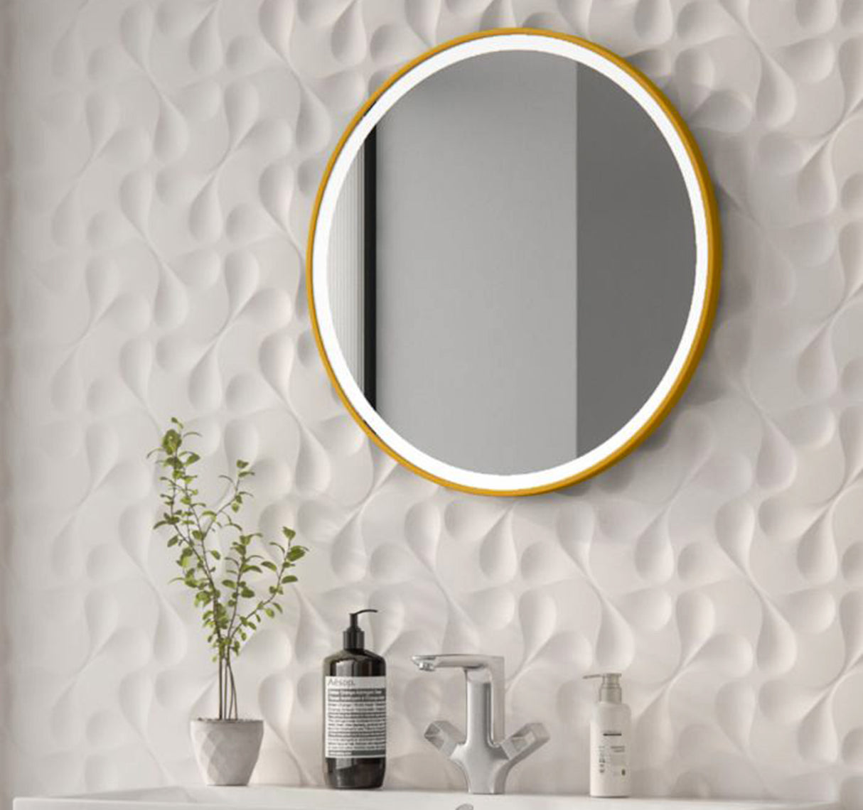 Lilly Round Edge Bathroom Mirror (Shaver)