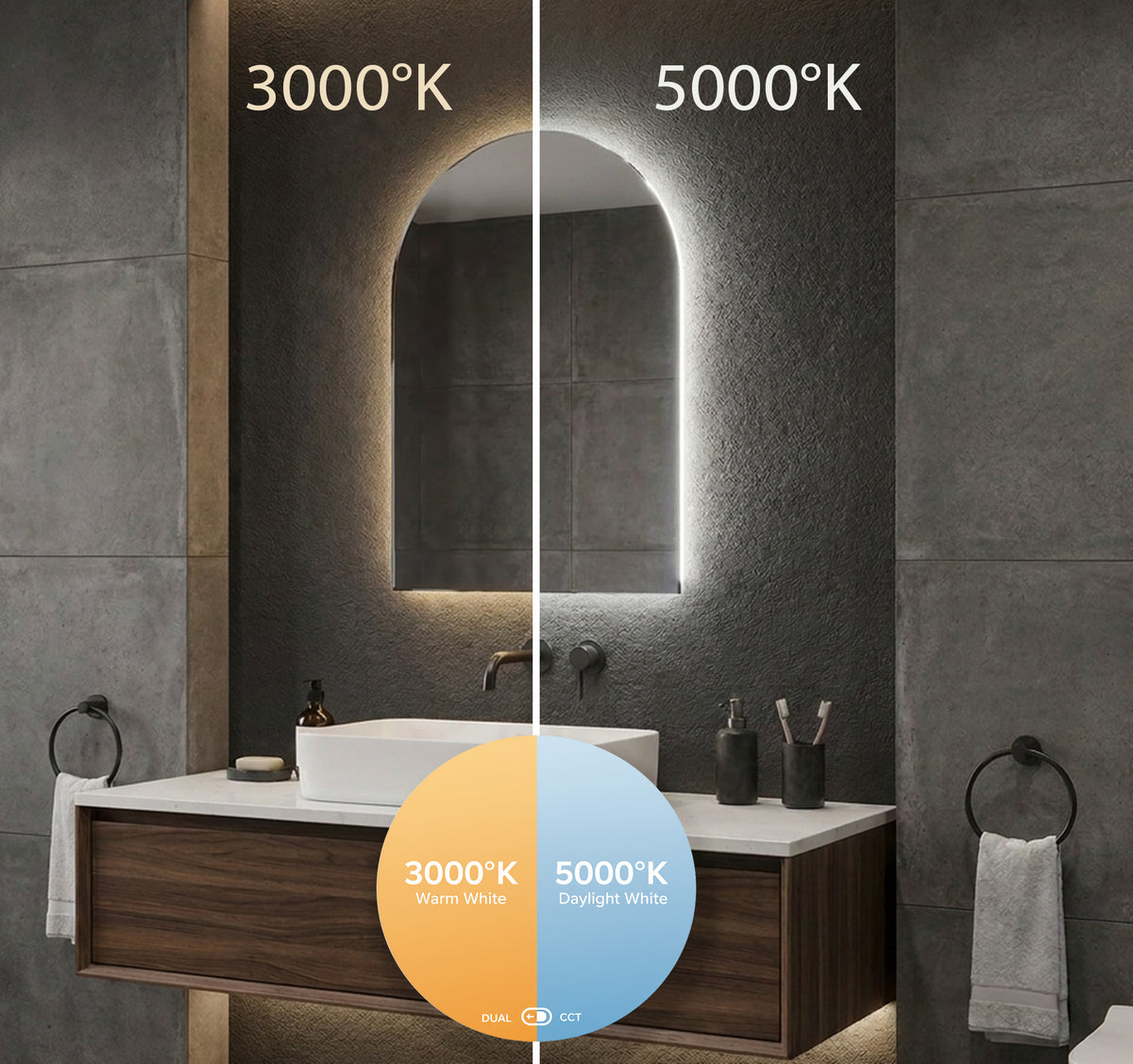 Rosie Arched Backlit Bathroom Mirror (Shaver)