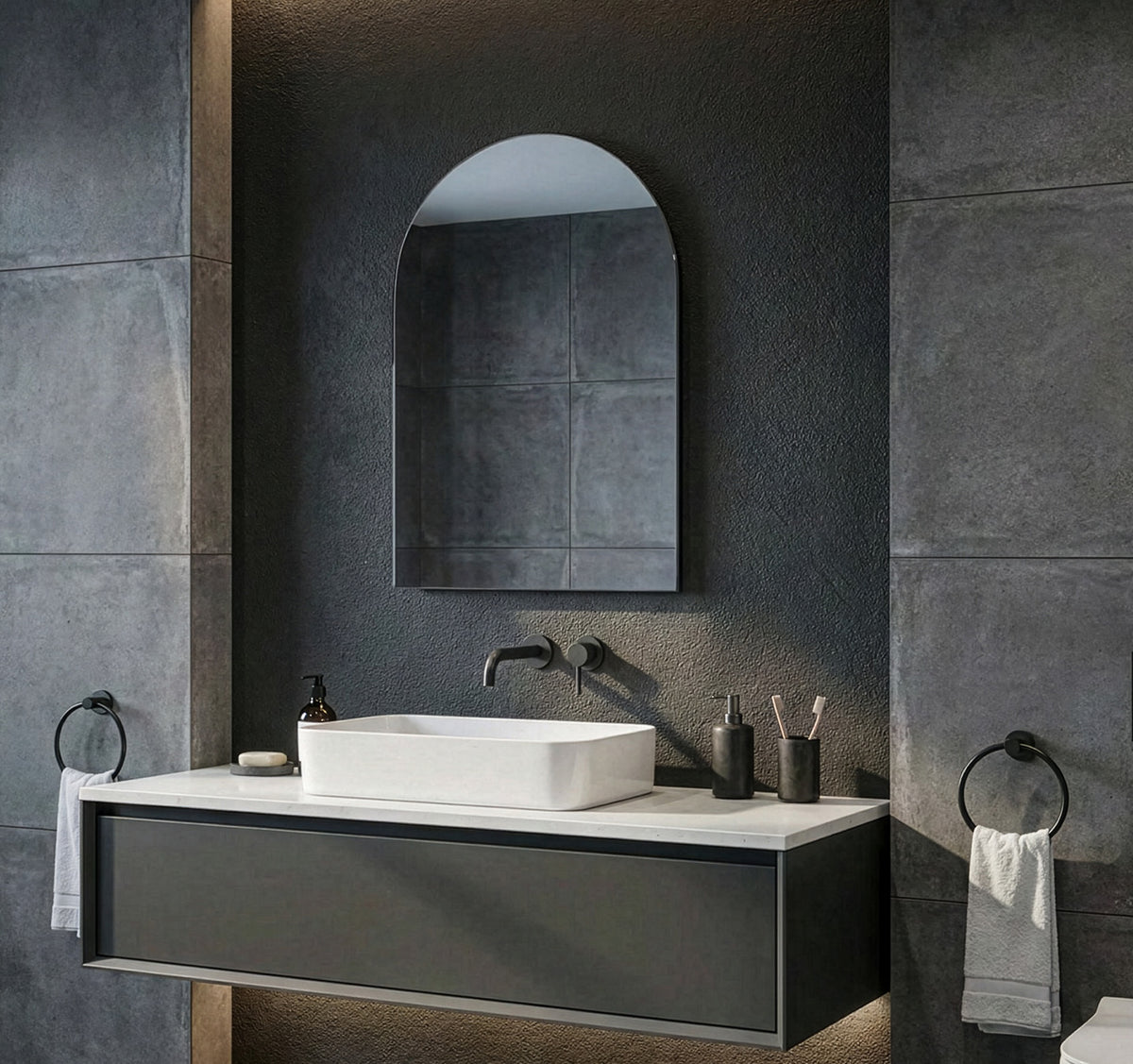 Rosie Arched Backlit Bathroom Mirror (Shaver)