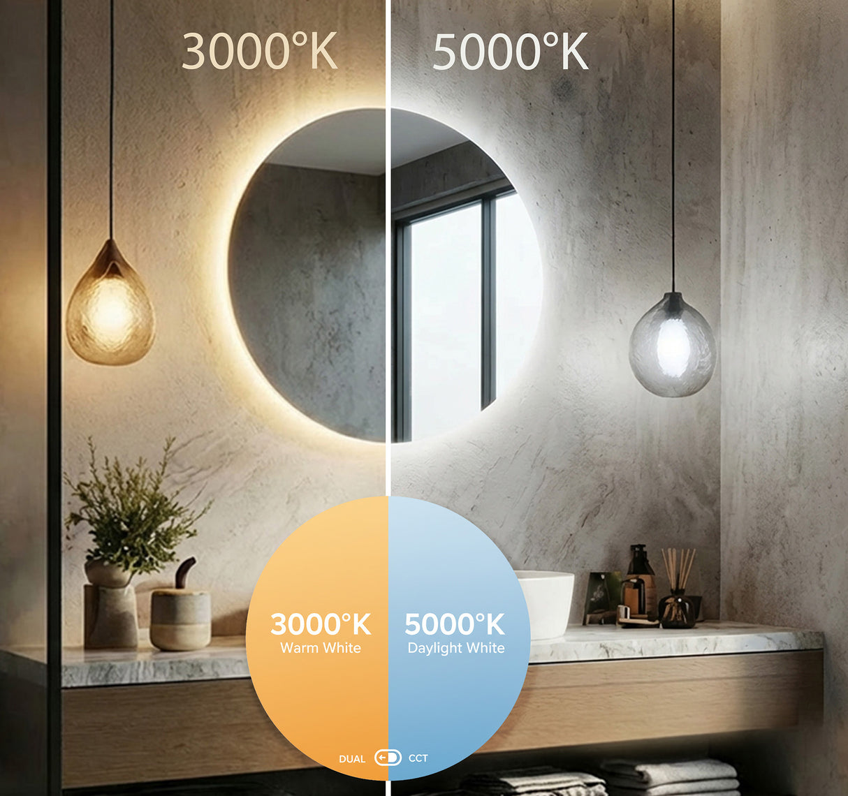 Juliette Round Backlit Bathroom Mirror (Shaver)