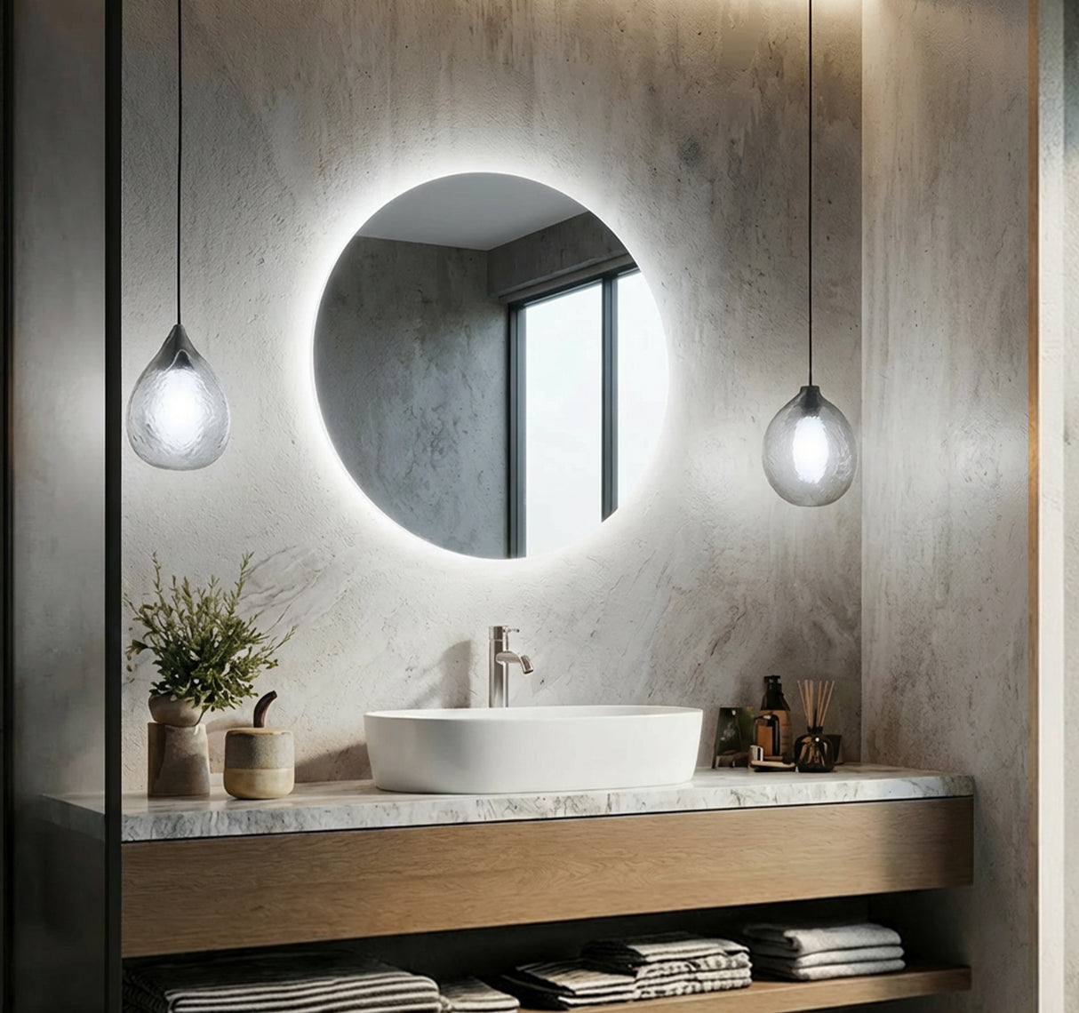 Juliette Round Backlit Bathroom Mirror (Shaver)