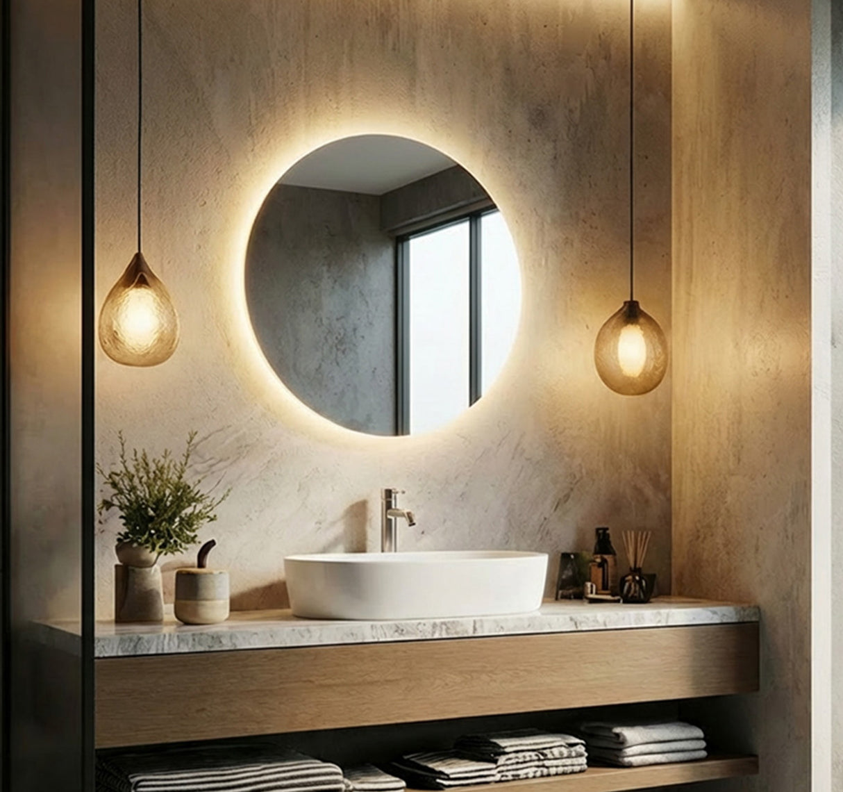 Juliette Round Backlit Bathroom Mirror (Shaver)