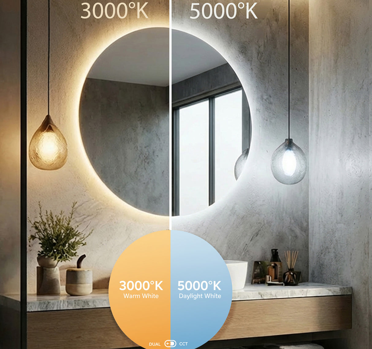 Juliette Round Backlit Bathroom Mirror (Shaver)