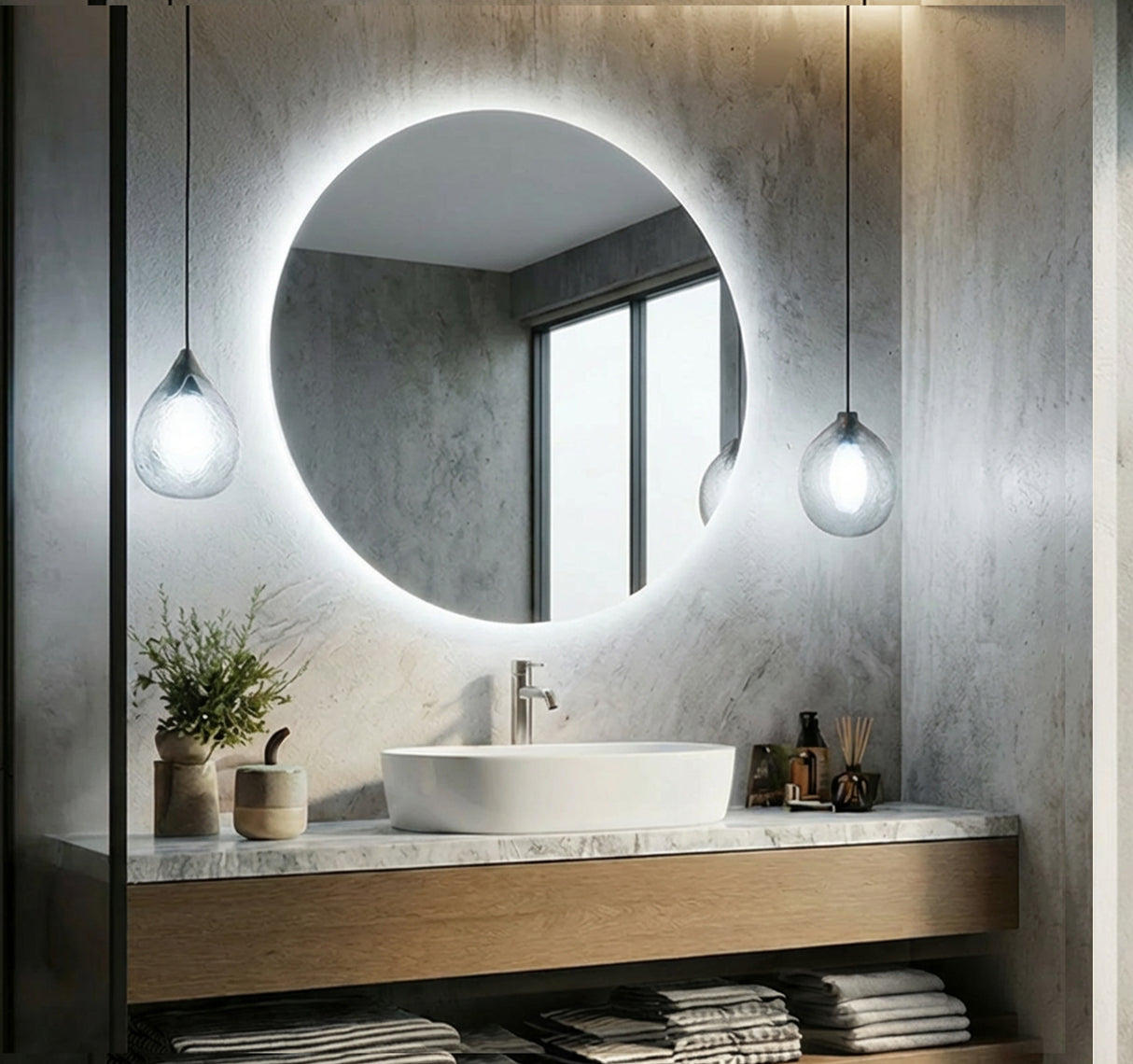 Juliette Round Backlit Bathroom Mirror (Shaver)