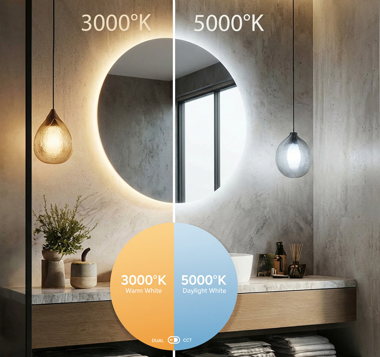 Juliette Round Backlit Bathroom Mirror (Shaver)