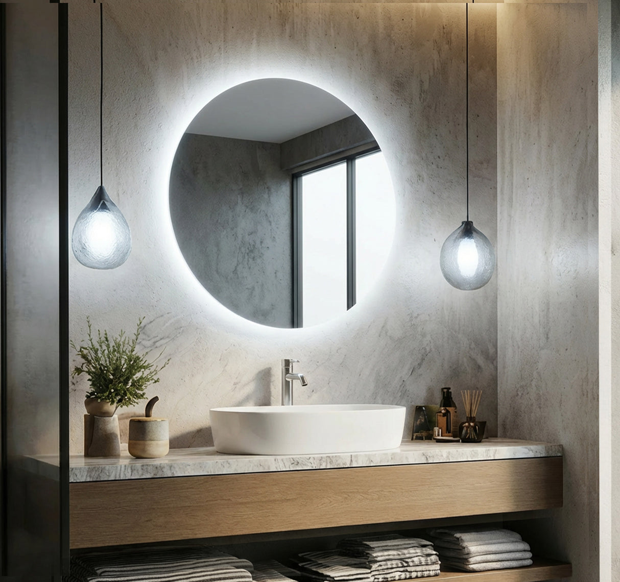 Juliette Round Backlit Bathroom Mirror (Shaver)