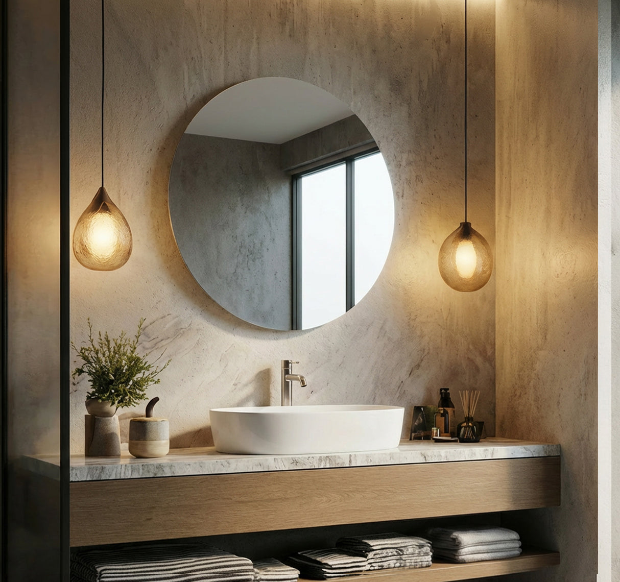 Juliette Round Backlit Bathroom Mirror (Shaver)