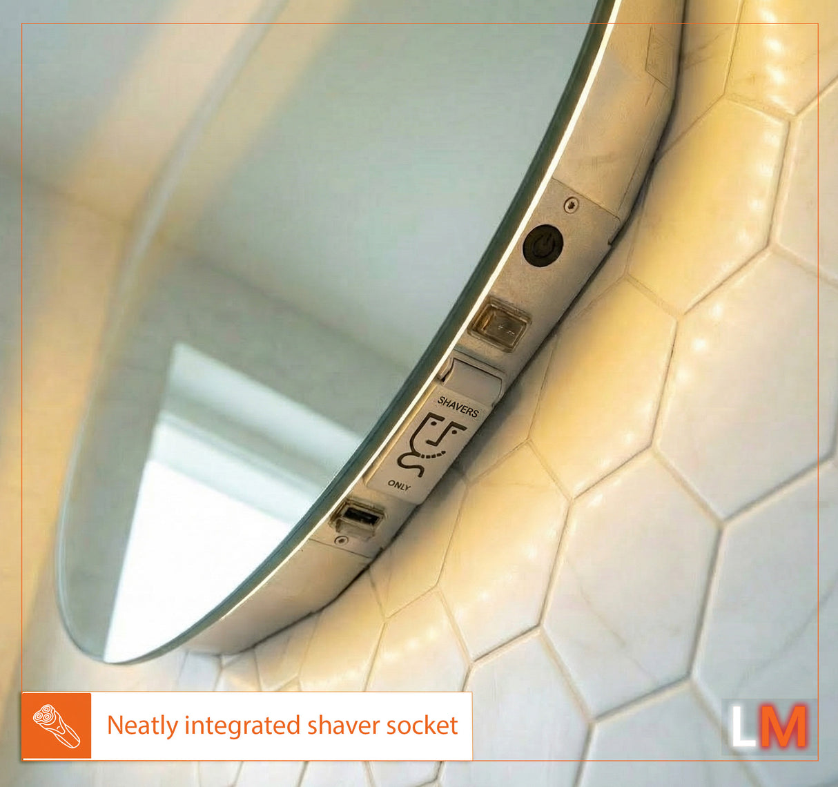 Juliette Round Backlit Bathroom Mirror (Shaver)