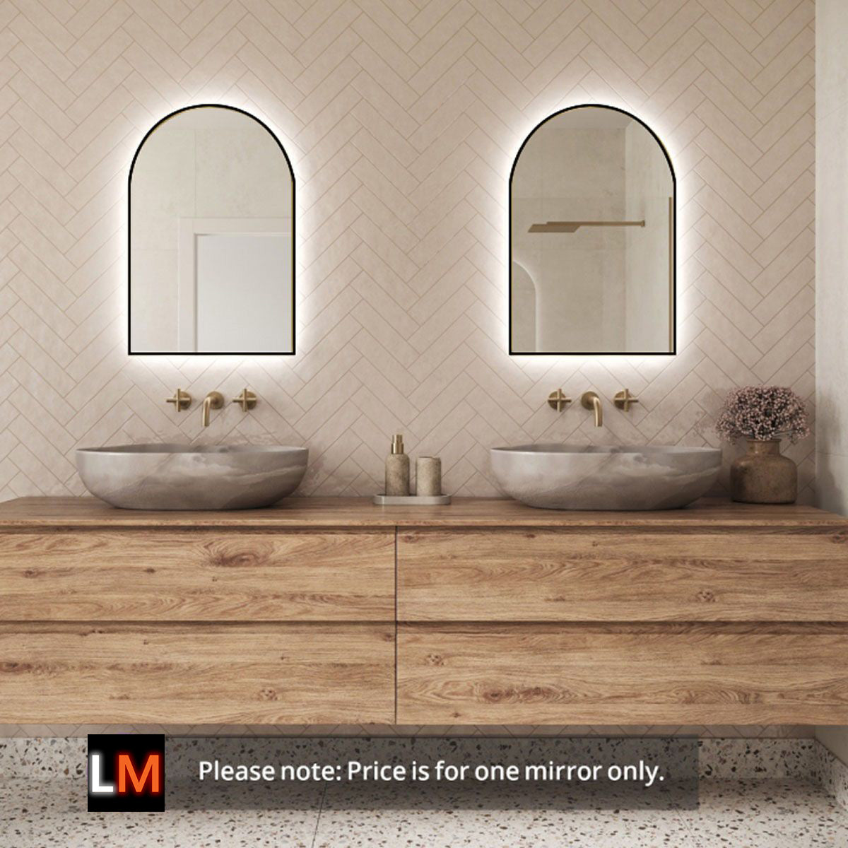 Rosie Arched Backlit Bathroom Mirror (Shaver)