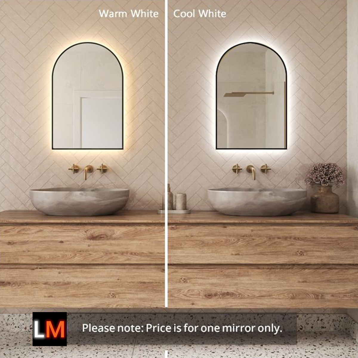 Rosie Arched Backlit Bathroom Mirror (Shaver)
