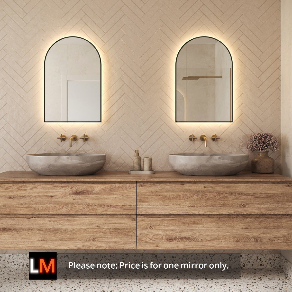 Rosie Arched Backlit Bathroom Mirror (Shaver)