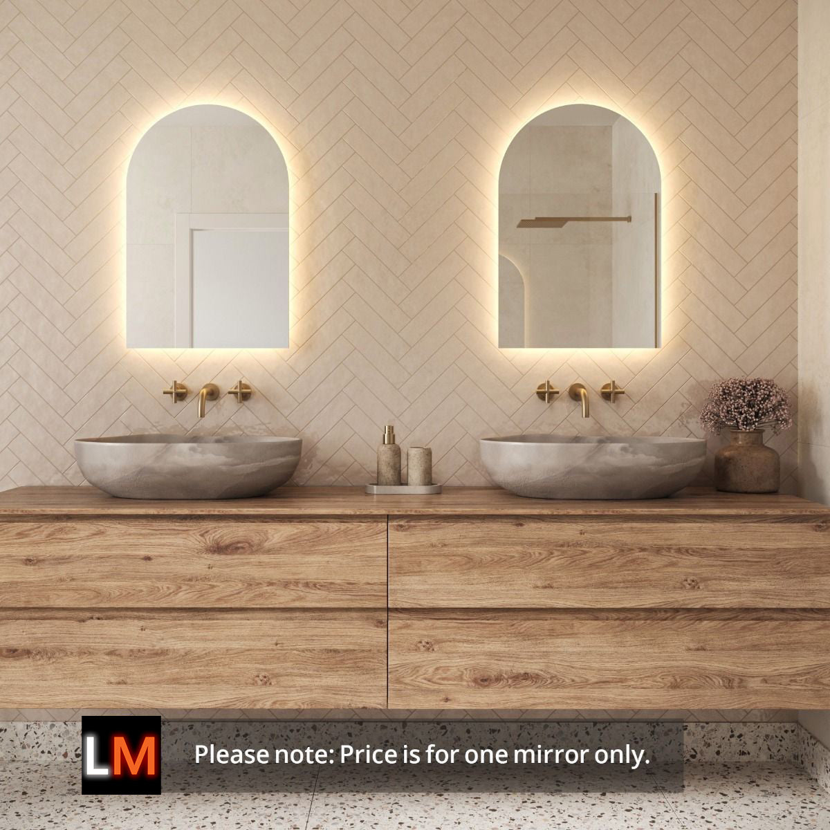 Rosie Arched Backlit Bathroom Mirror (Shaver)