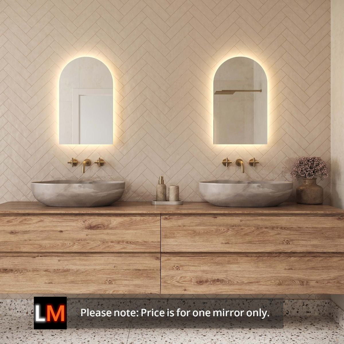 Lola Arched Backlit Bathroom Mirror (Slim)
