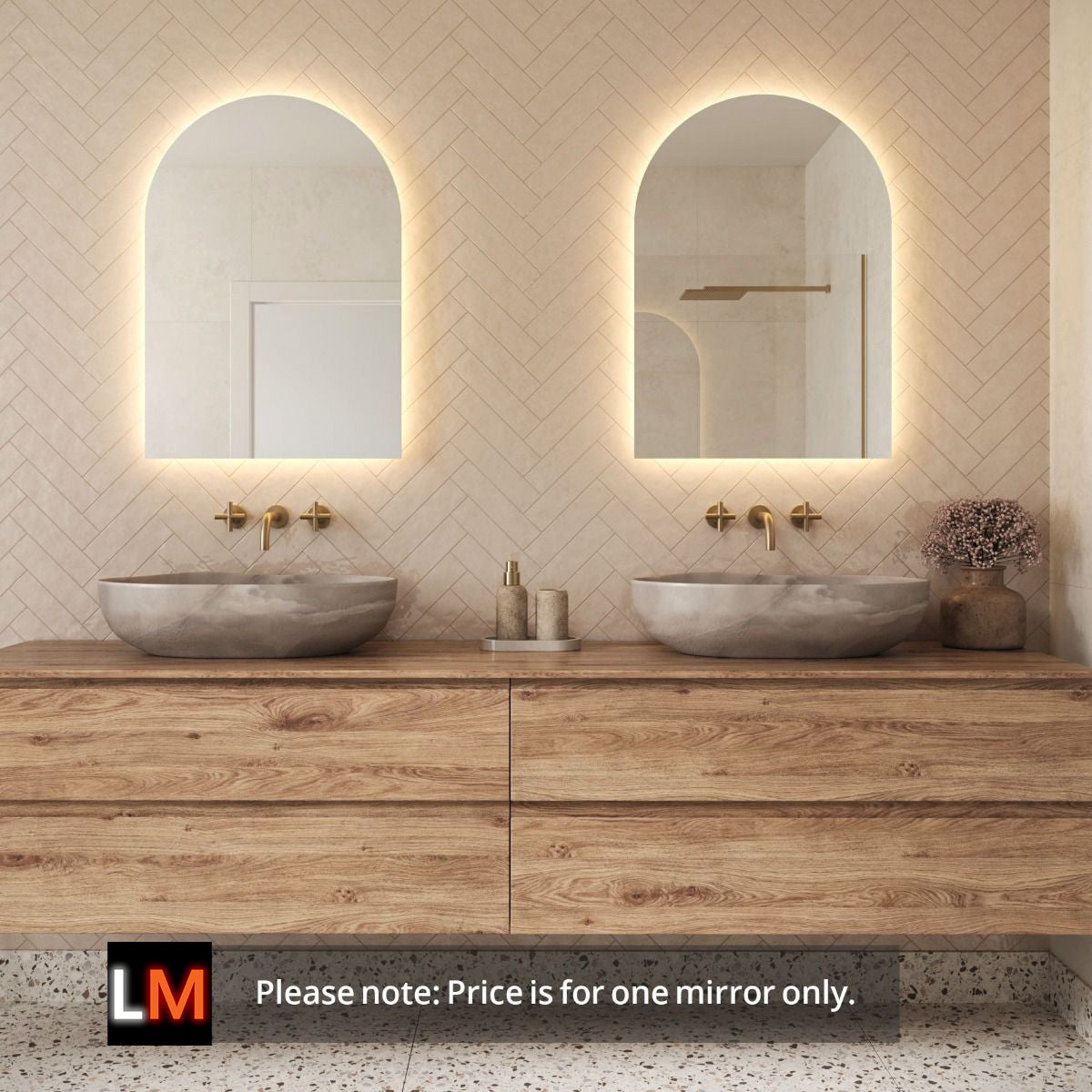 Lola Arched Backlit Bathroom Mirror (Slim)