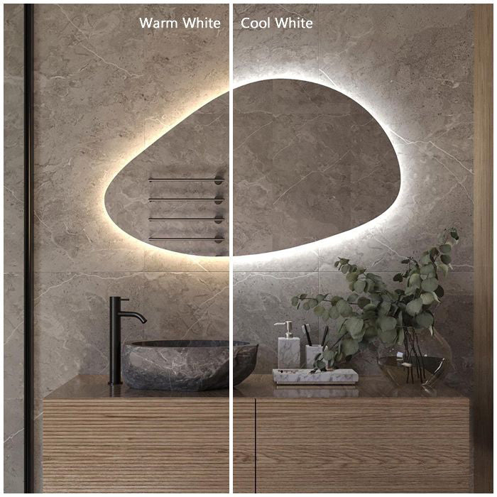 Nira Pebble Backlit Bathroom Mirror (Slim)