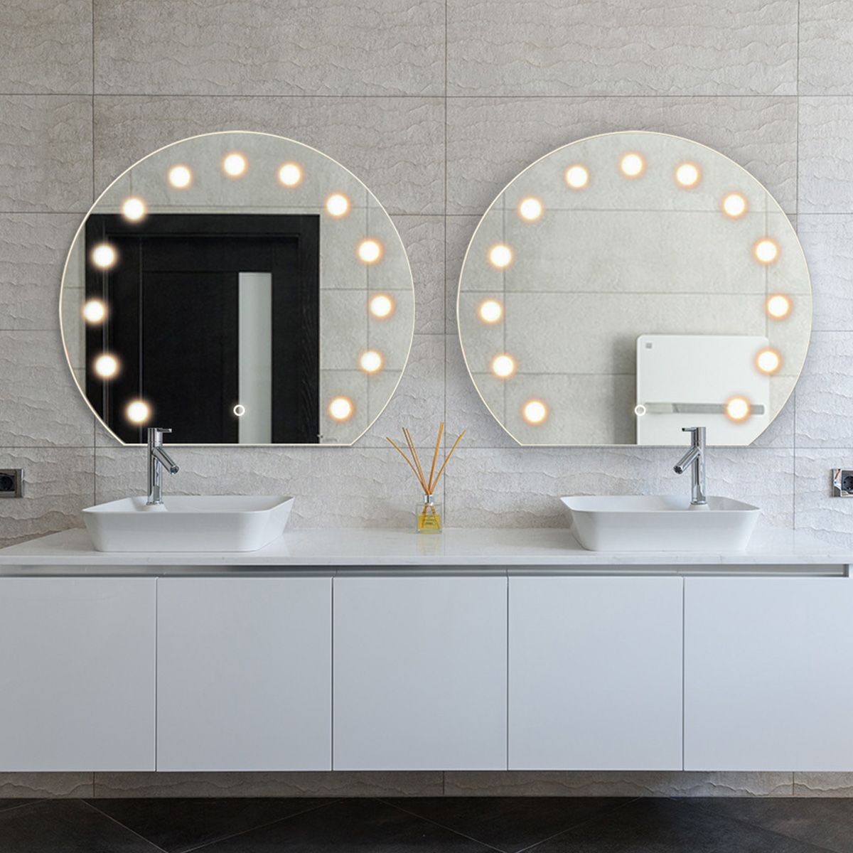 Radiant White Edge Bathroom Vanity Mirror