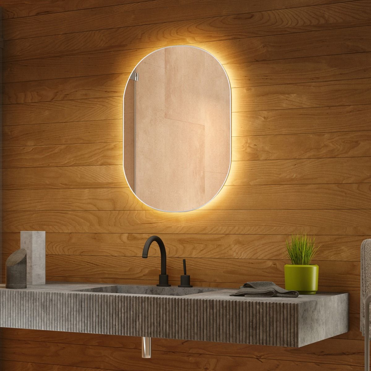 Maria Pill Backlit Bathroom Mirror (Shaver)