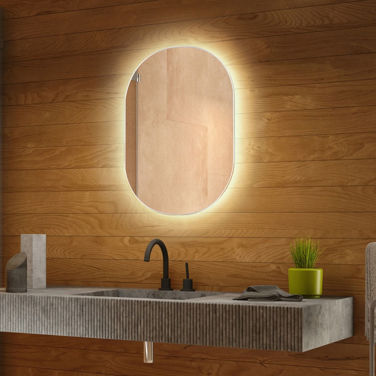Maria Pill Backlit Bathroom Mirror (Shaver)
