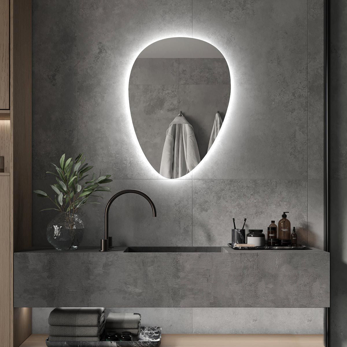 Elora Pebble Backlit Bathroom Mirror (Shaver)
