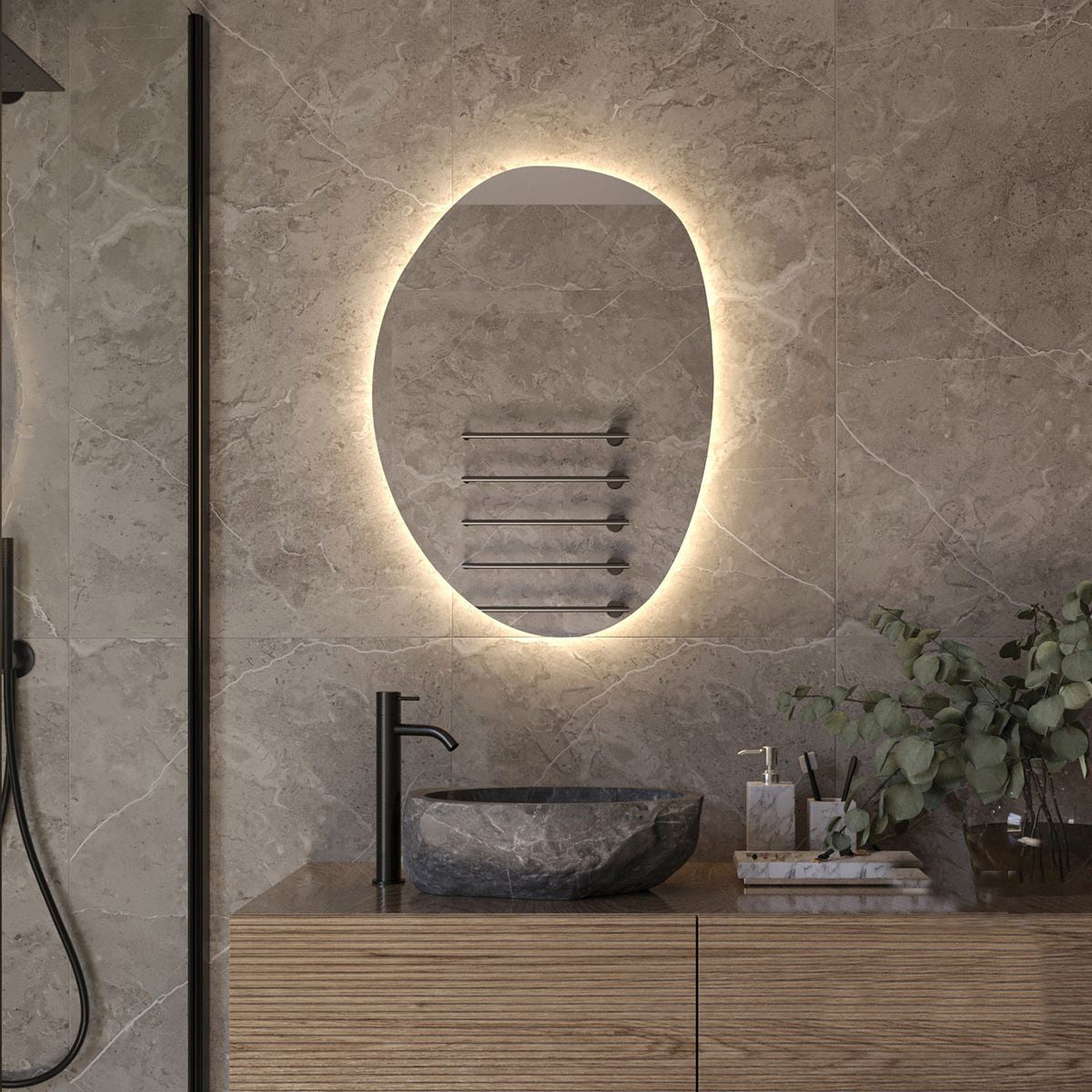 Mira Pebble Backlit Bathroom Mirror (Slim)