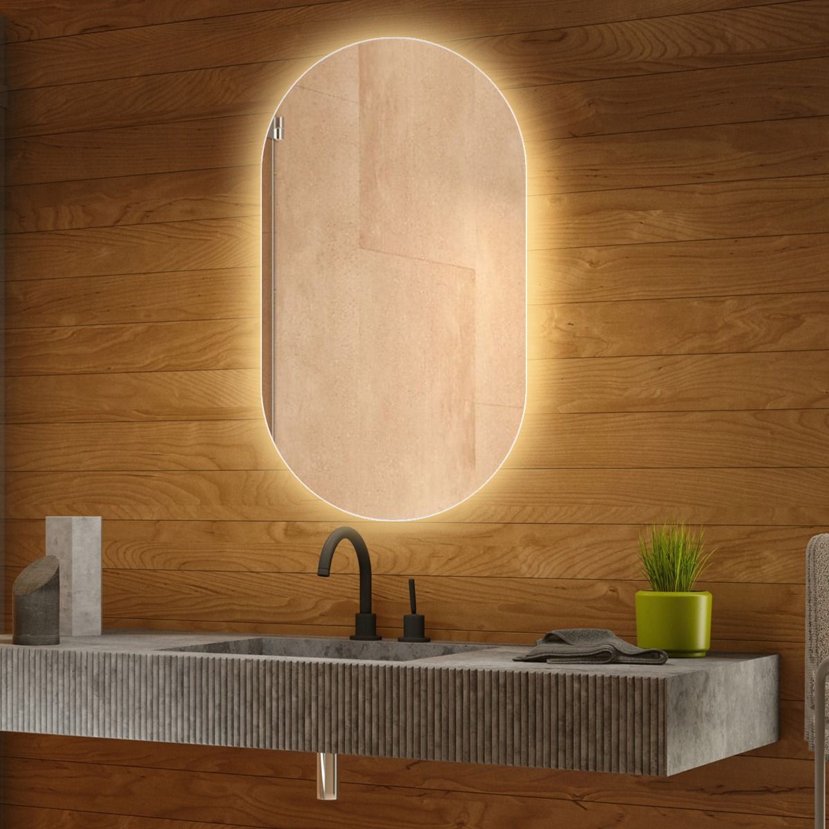 Maria Pill Backlit Bathroom Mirror (Shaver)