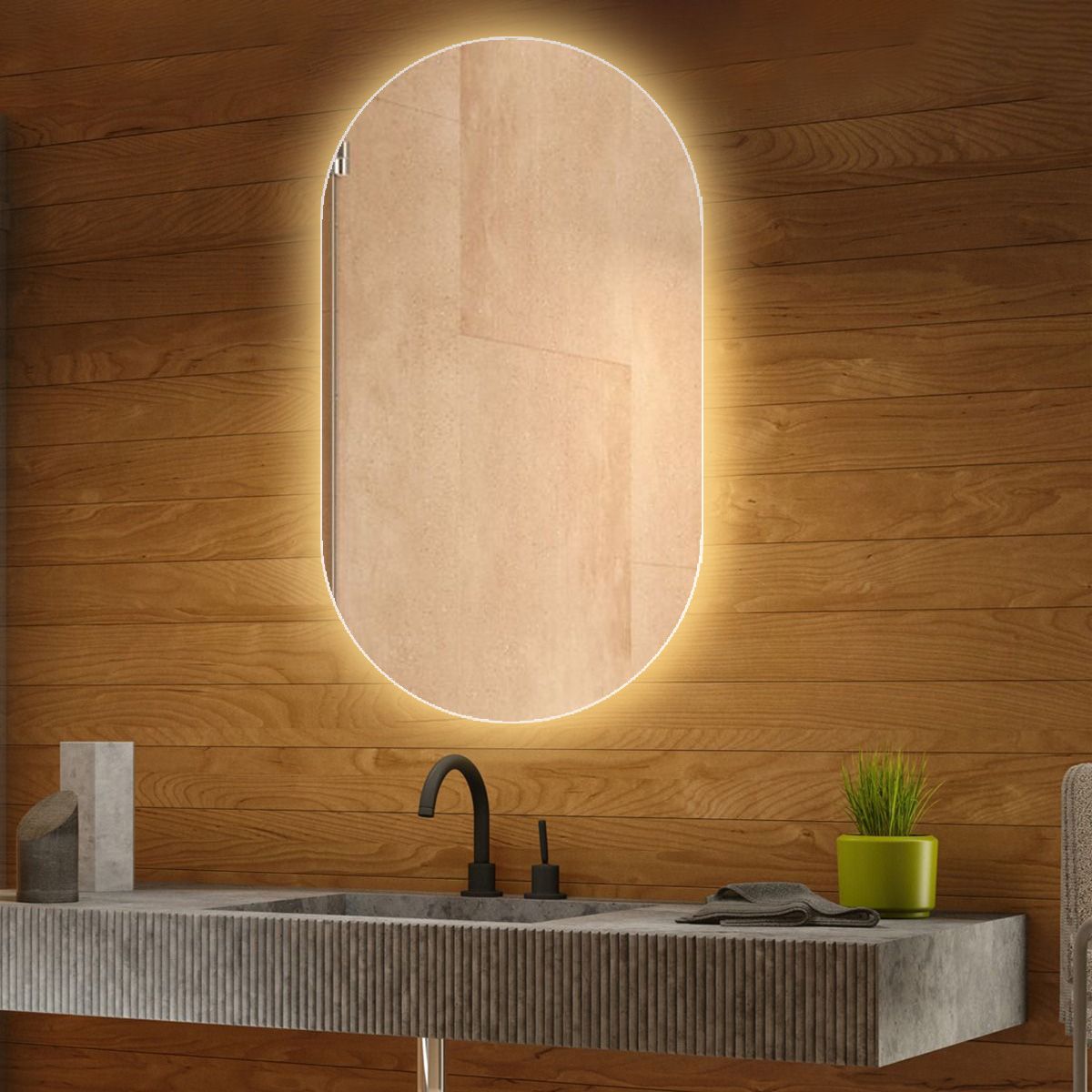 Maria Pill Backlit Bathroom Mirror (Shaver)