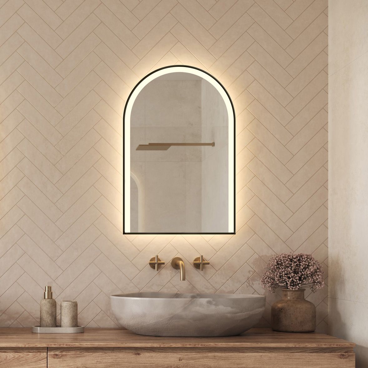 Arcella Arched Edgelit Bathroom Mirror (Slim)