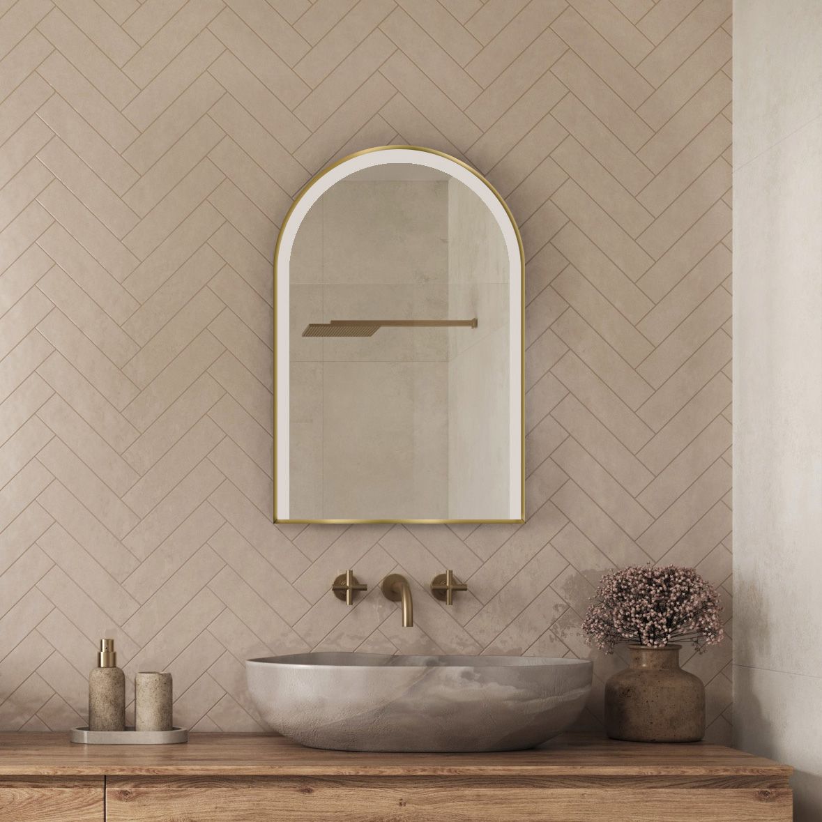 Arcella Arched Edgelit Bathroom Mirror (Slim)