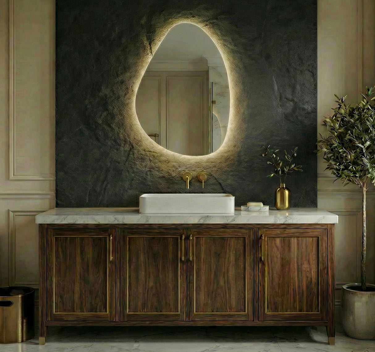Ellie Pebble Backlit Bathroom Mirror (Shaver)
