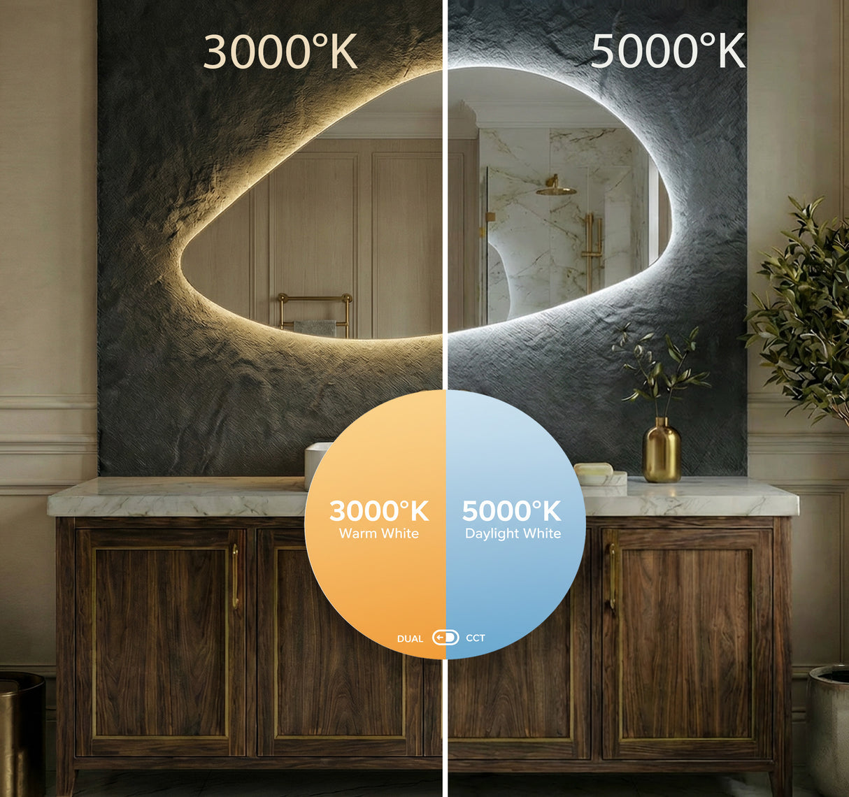 Elara Pebble Backlit Bathroom Mirror (Shaver)