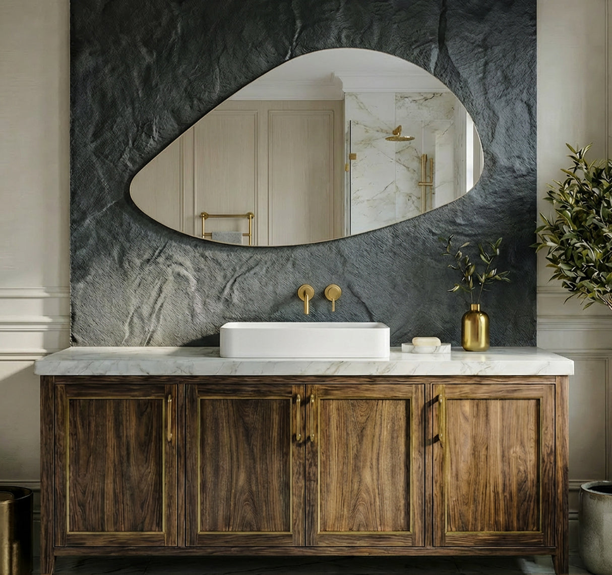 Elara Pebble Backlit Bathroom Mirror (Shaver)