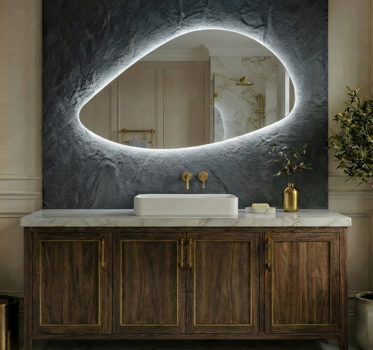 Elara Pebble Backlit Bathroom Mirror (Shaver)