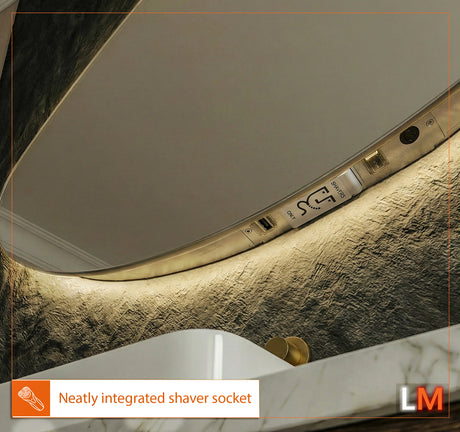 Elara Pebble Backlit Bathroom Mirror (Shaver)