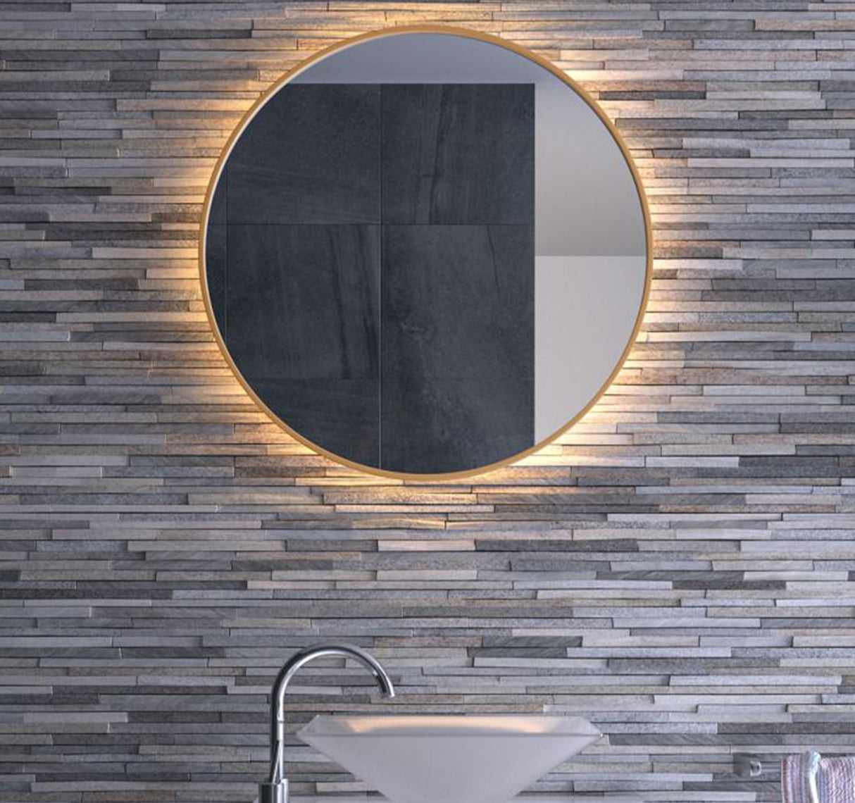 Daisy Round Backlit Bathroom Mirror (Slim)