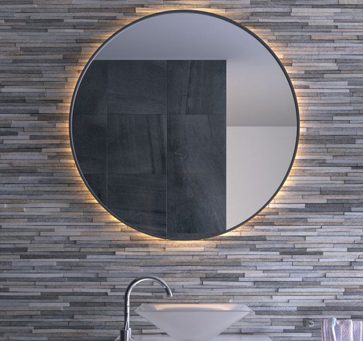 Daisy Round Backlit Bathroom Mirror (Slim)