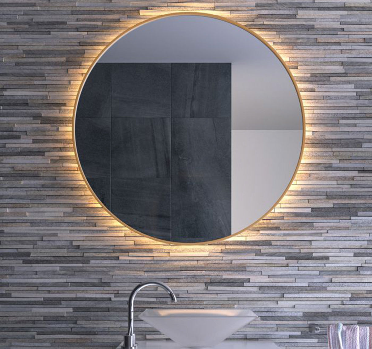 Daisy Round Backlit Bathroom Mirror (Slim)