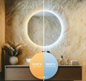 Daisy Round Backlit Bathroom Mirror (Slim)